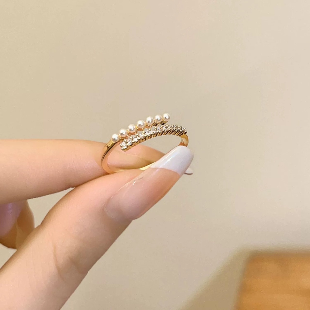 ジルコニア小粒パール オープンリング