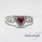 送料無料☆即納 D054 レディース 指輪 ガーネット ハートリング 人気デザイン
