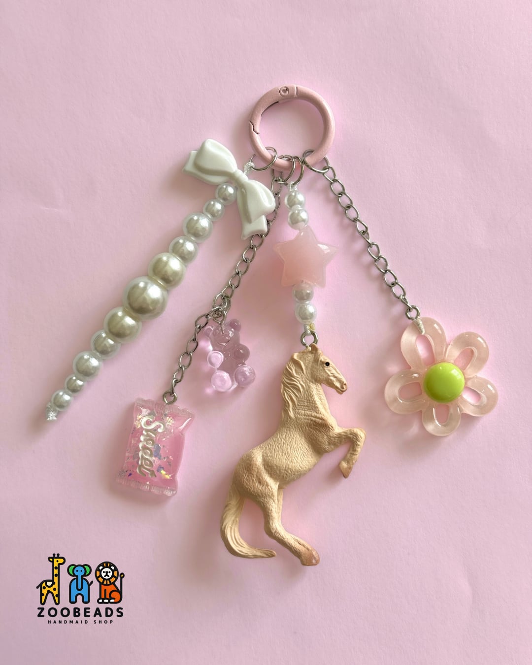馬チャーム｜ハンドメイド キーホルダー｜動物フィギュア｜ZOO BEADS