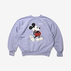 70s~ Disney ミッキーマウス 白足 プリント ラグランスウェット ラベンダー