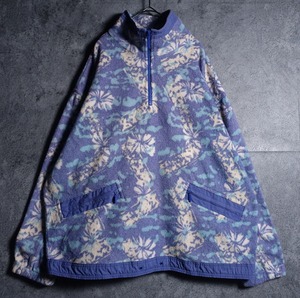 90s “adidas” Multicolor Floral Design Half Zip Fleece Jacket