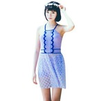 レディース水着 ワンピース風 パープル フリル スカート レース シースルー 大人可愛い デザイン個性派 フラワーレース スリム効果 体型カバー ガーリー 清楚系 写真映え バックコンシャス シースルー 透け感 背中魅せ 海 夏 プール w819 SB