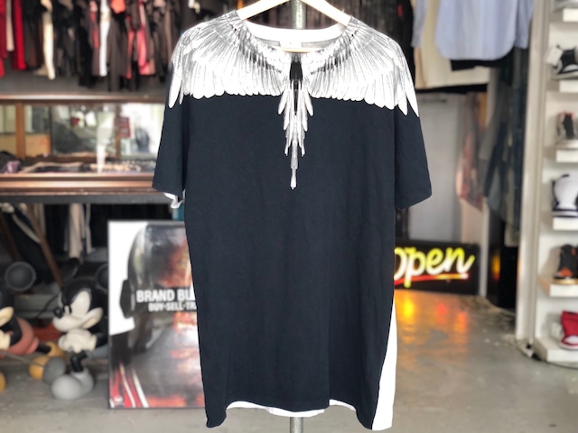 MARCELO BURLON FEATHER WING TEE WHITE BLACK MEDIUM 10 7678