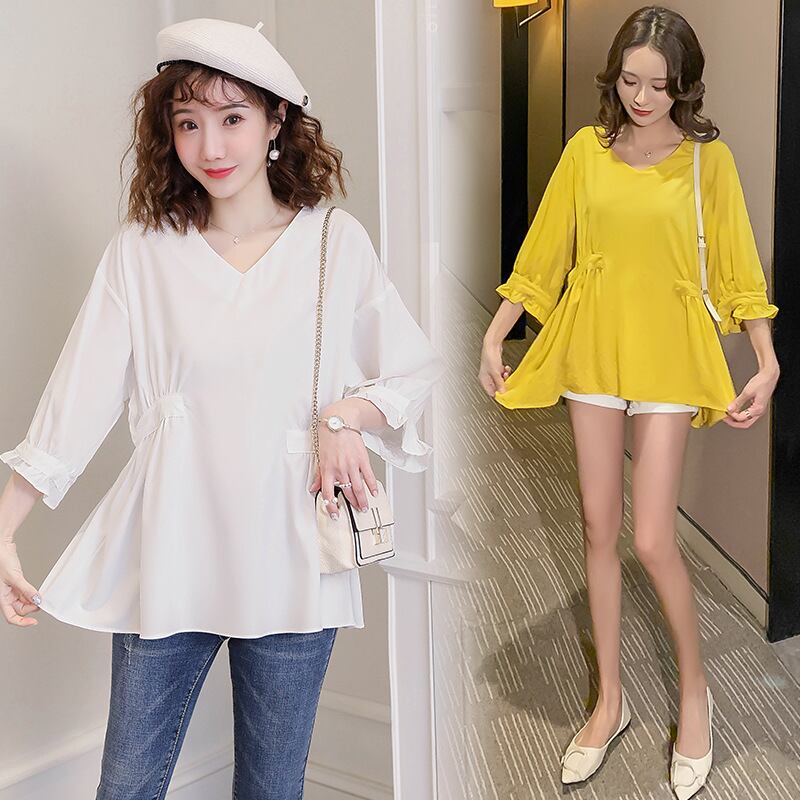 【新作】【送料無料】 2020スタイルのマタニティ服コットンリネントップス不滅の夏の痩身ウエスタンスタイルのGIRL'Sシャツマタニティドレス サマー 夏物 AL expec361104706479