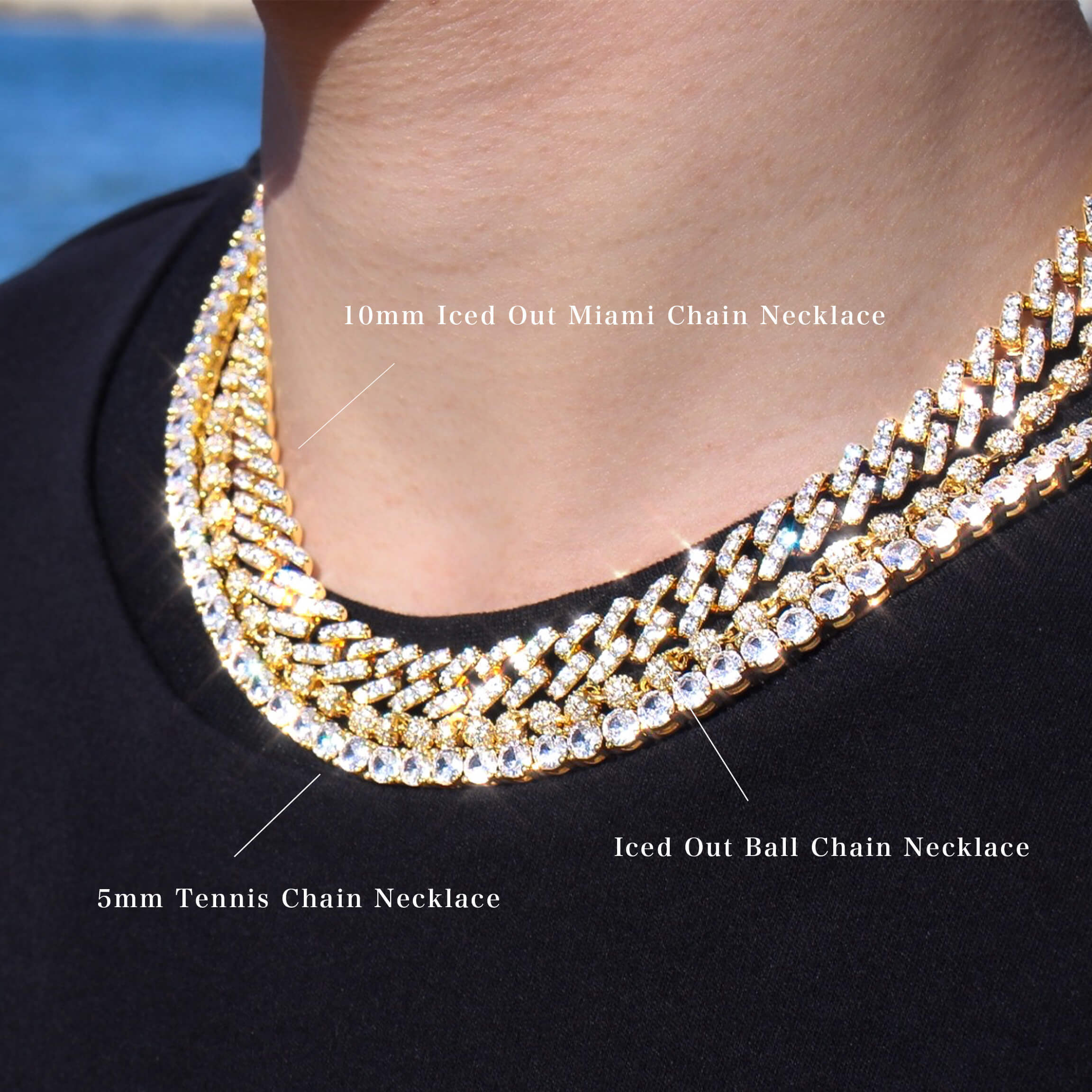 Iced Out Ball Chain Necklace MN2-24 | MALIARE