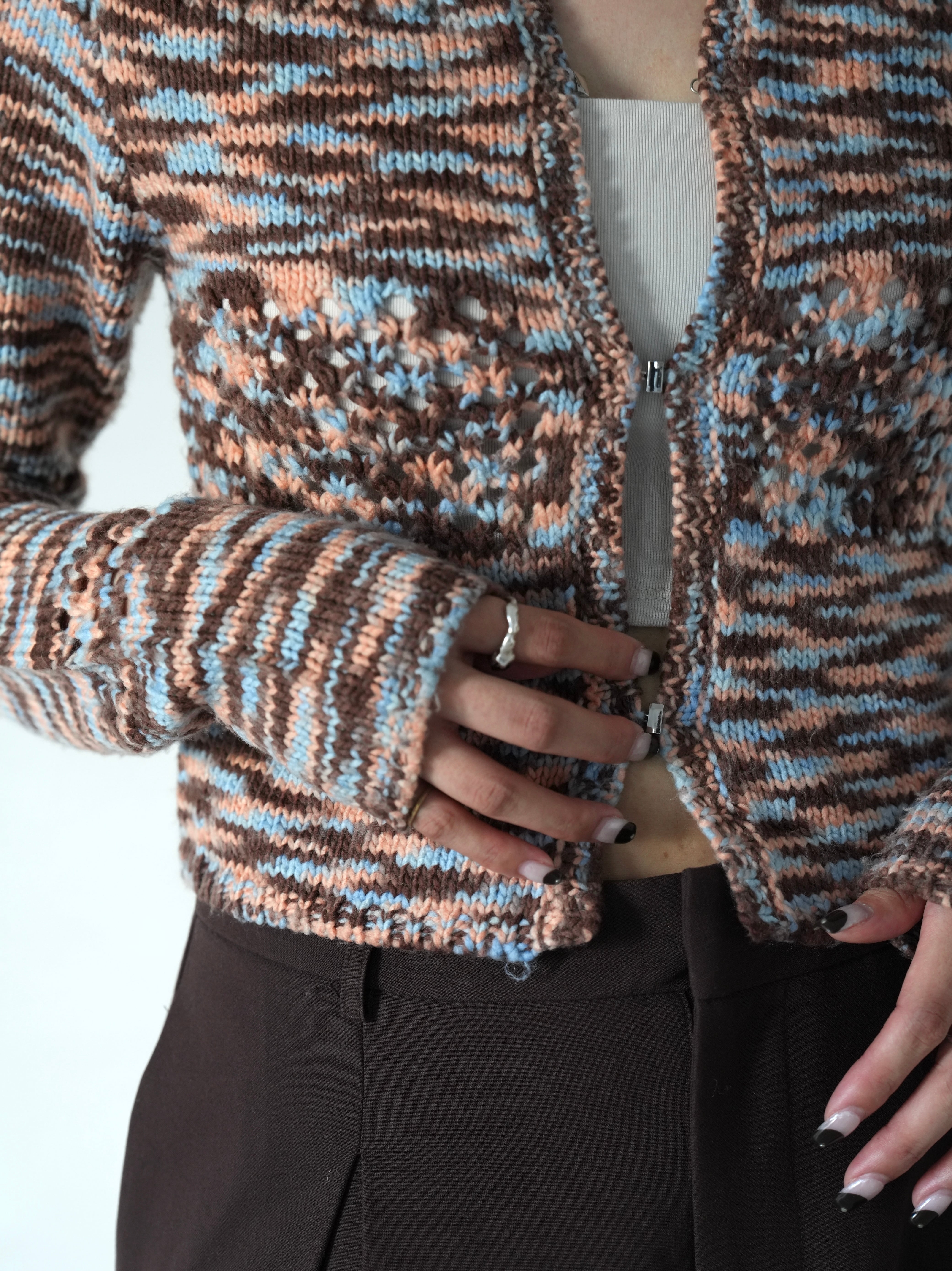 美品 quui marble knit cardigan ブラック キューイ marble knit cardigan【brown】 | quūi