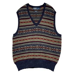 POLO RALPH LAUREN FAIR ISLE WOOL ALPACA KNIT VEST SIZE L (USED)