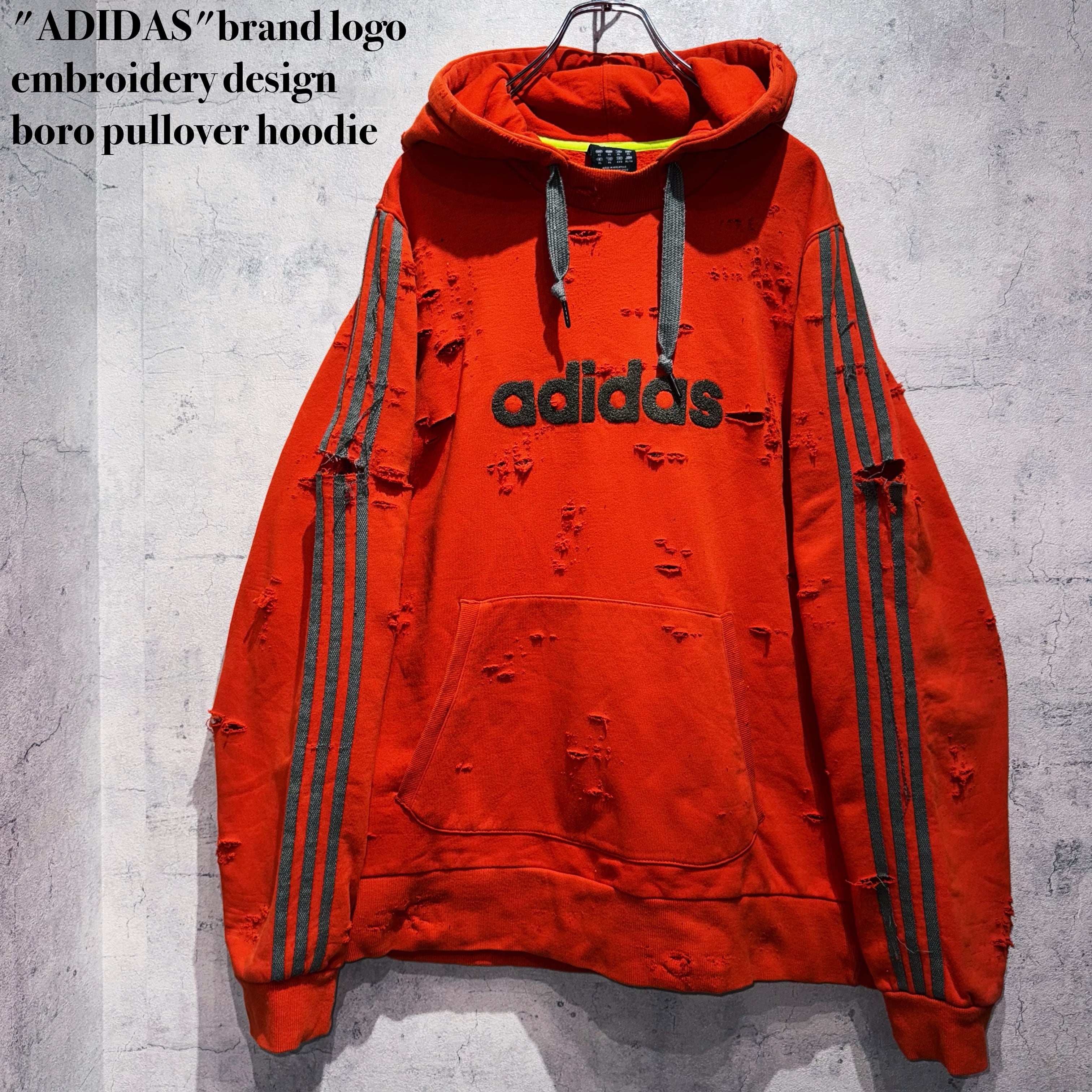 "ADIDAS"brand logo embroidery design boro pullover hoodie