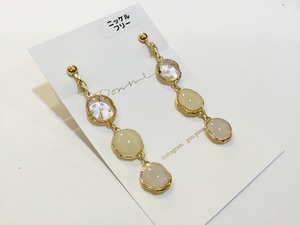 【ピアス変更可能】ponne つぶつぶ3連イヤリング