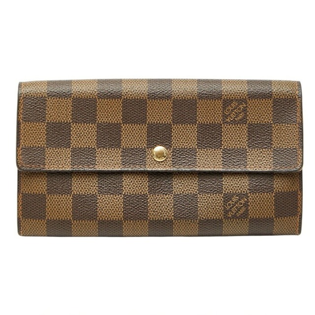 ルイ ヴィトン ダミエ ポルトモネ クレディ 長財布 N61725 ブラウン PVC メンズ LOUIS VUITTON 【中古】