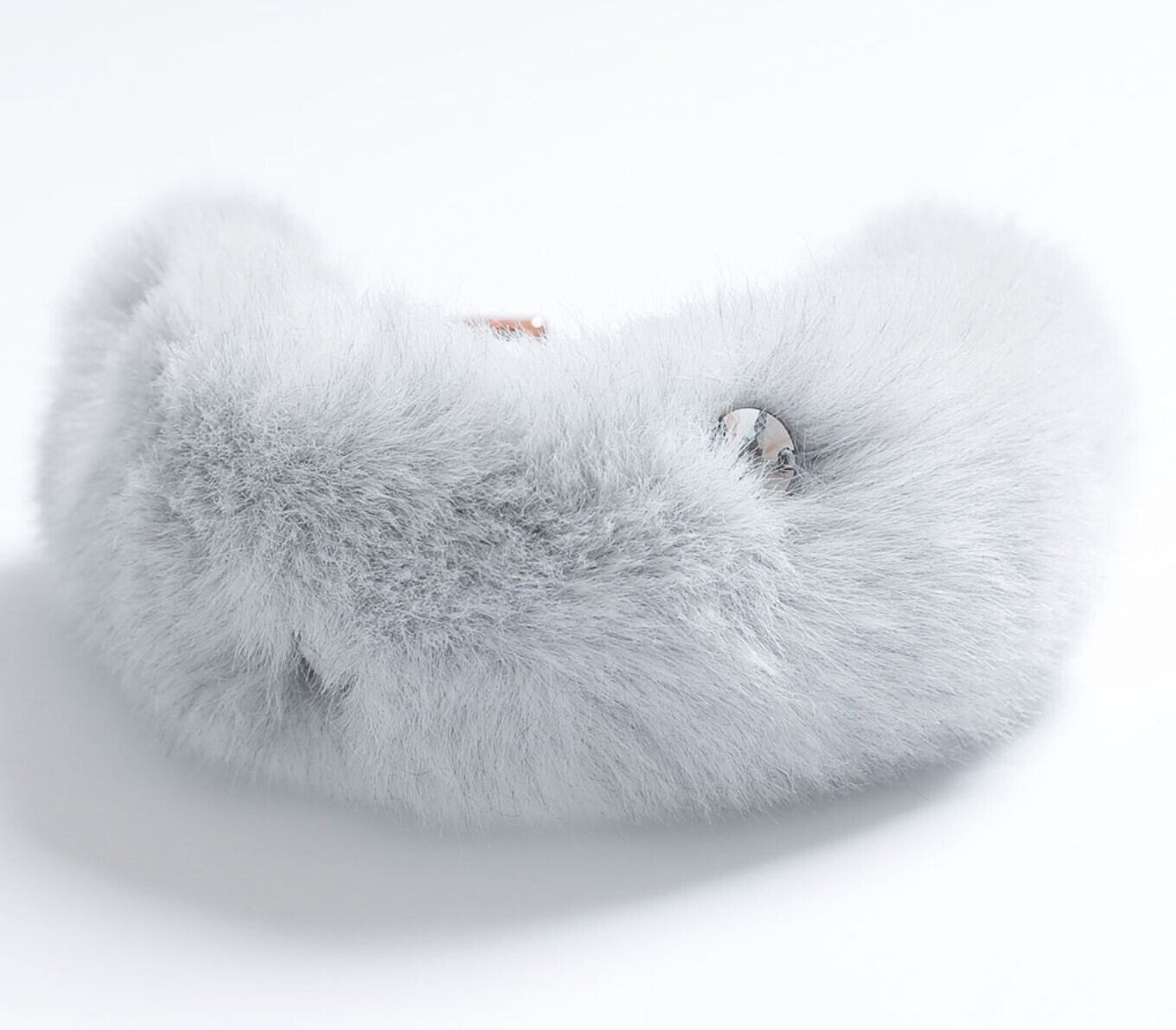即納【PETTISTA】Eco Fur Pompom × swarovski《Gray》