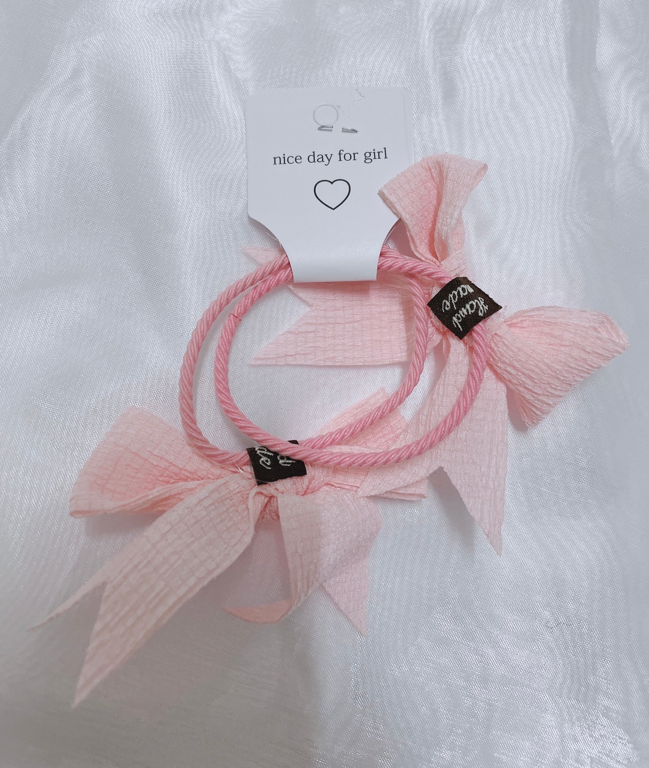 リボン ヘアゴム♡fleur ribbon♡レース♡花柄♡ピンク♡ハンドメイド