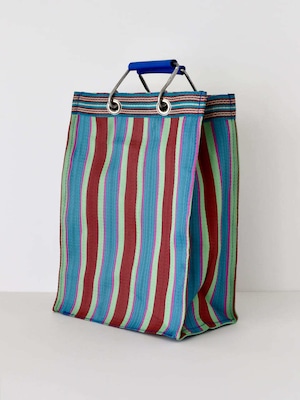 リサイクル プラスチック ストライプ バッグ レクタングル（レッド／ブルー） / Recycled Plastic Stripe Bag Rectangle PUEBCO