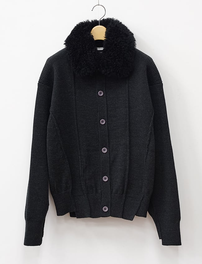 PLOTOTYPE : CARDIGAN WITH CASHMERE COLLAR / BLACK