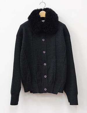 PLOTOTYPE : CARDIGAN WITH CASHMERE COLLAR / BLACK