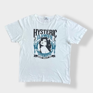 【HYSTERIC GLAMOUR】日本製 ロゴ プリントTシャツ イラスト ホワイト L ヒステリックグラマー  古着