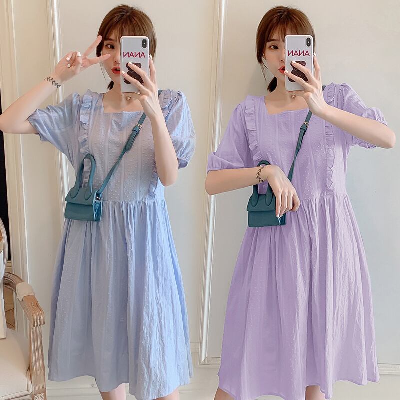 【新作】【送料無料】 マタニティウェア2020夏の新しい綿と麻の緩い耳のドレス小さな新鮮なミドル丈のマタニティドレス-アリババ コットン サマー 夏物 expec258341812677