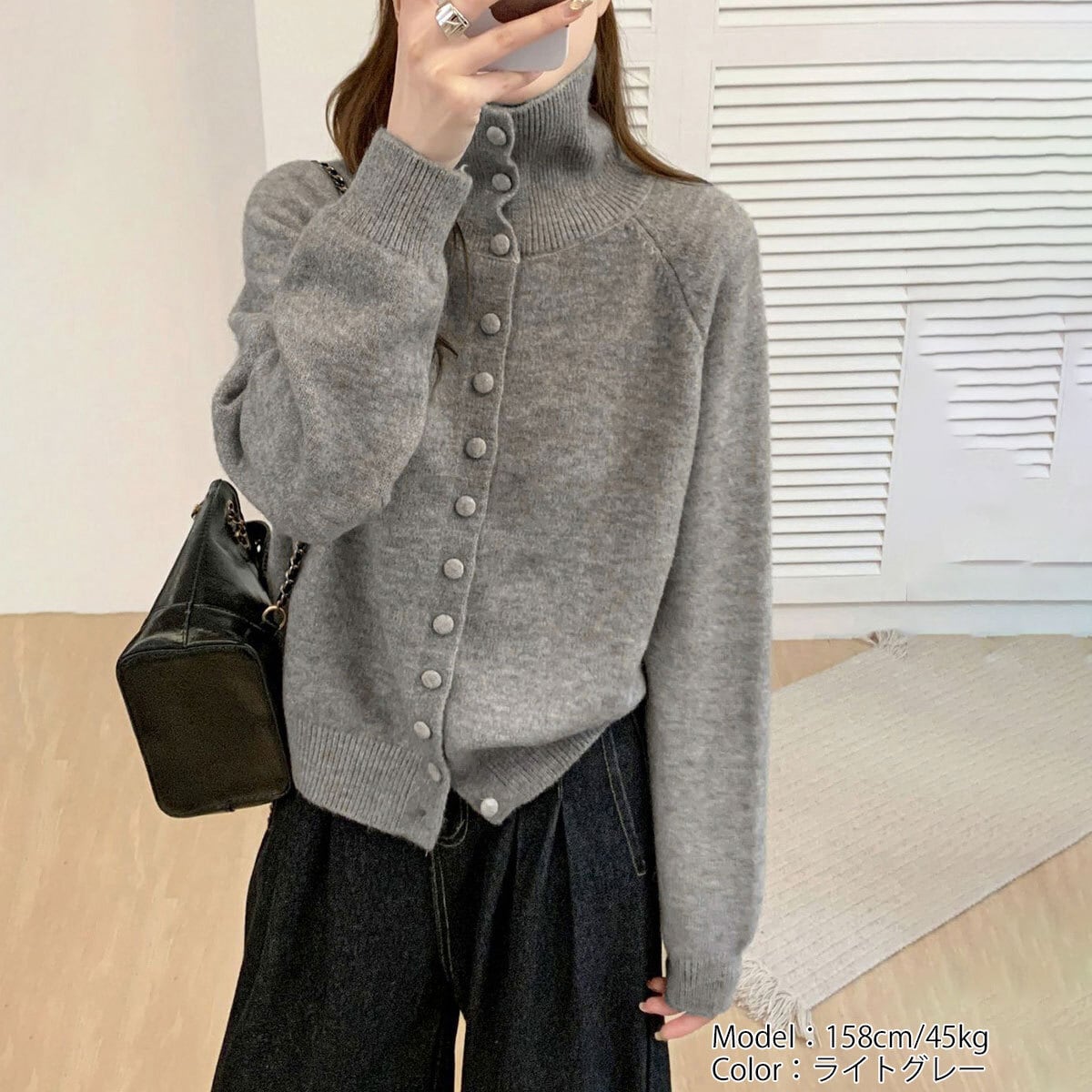 ハイネック ニット カーディガン 長袖 レディース 秋冬 韓国 セーター きれいめ シンプル 大人 カジュアル 暖かい 防寒 保温 スタンドカラー 折り襟 2way 羽織り トップス 大人可愛い 大人女子