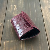 クロコダイル × リザード コンパクトウォレット ボルドー