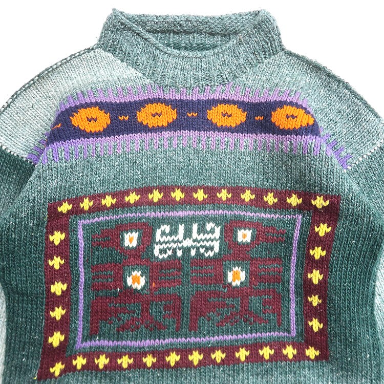 古着 総柄 ネイティブ総柄 ウールニット セーター 表記：-- gd408518n