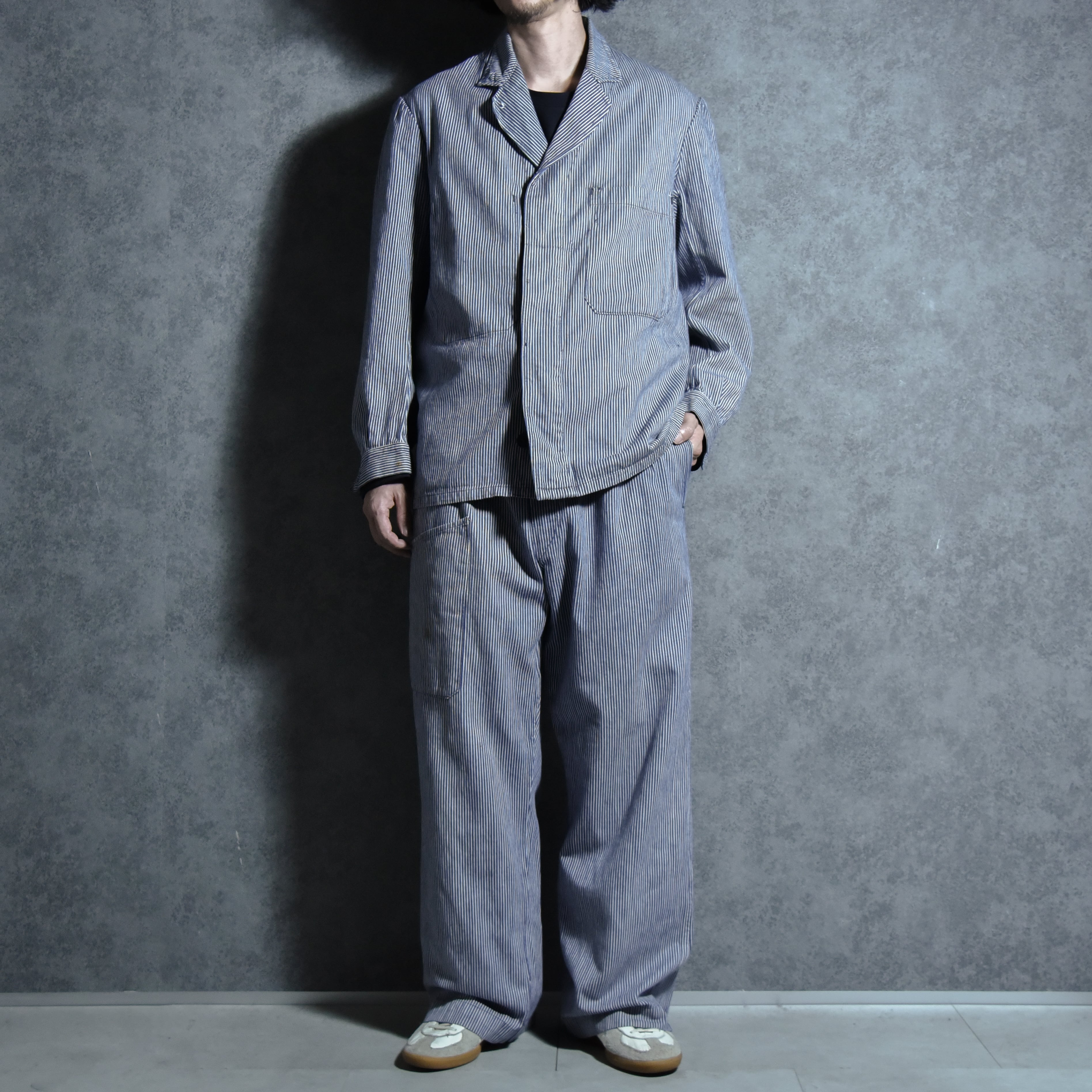 30s Adolphe lafont Hickory Stripe Work Jacket & Patns Setup