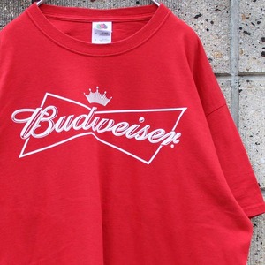 Budweiser ビッグロゴマーク 赤 × 白 US企業もの 古着 Tシャツ