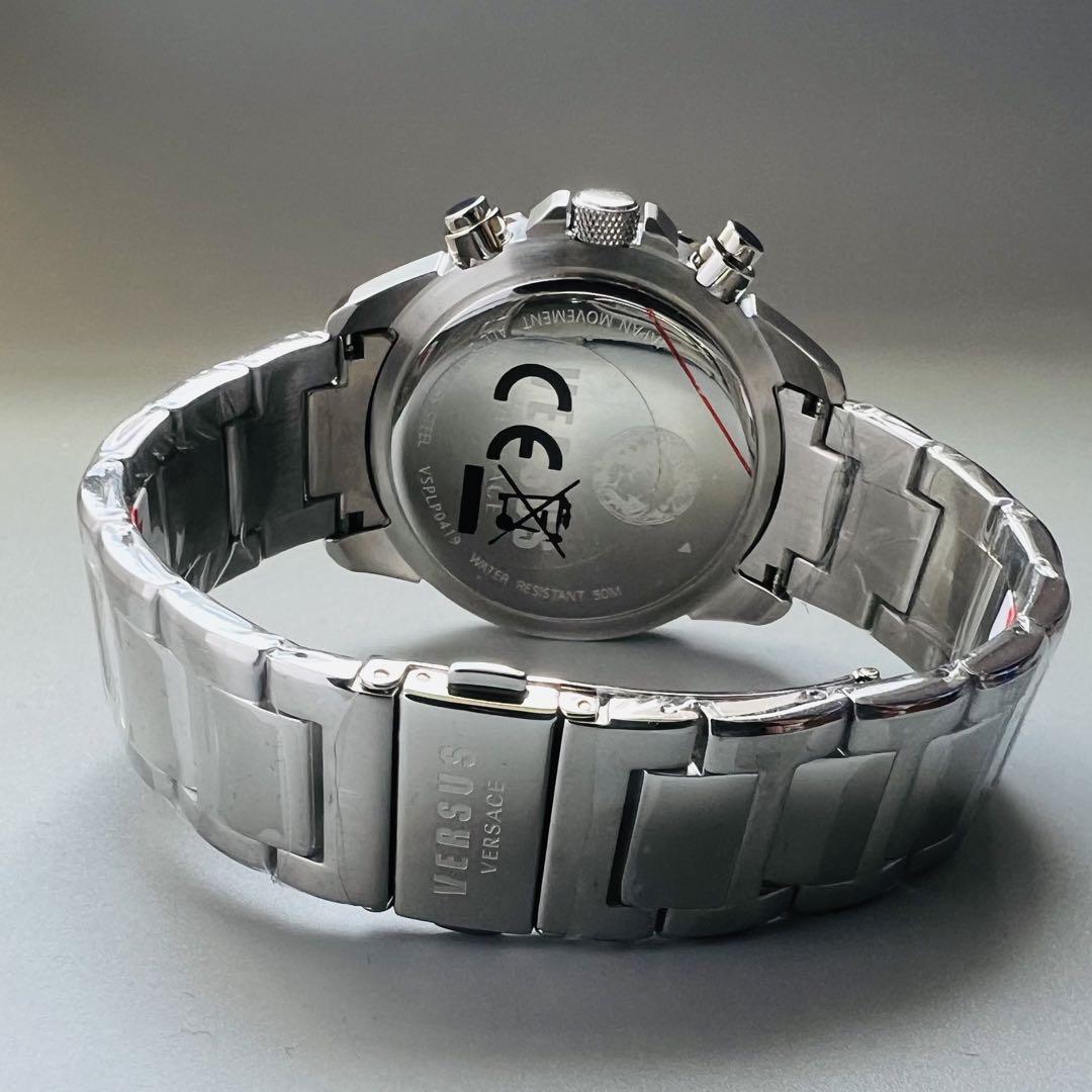 シルバー新品ヴェルサス・ヴェルサーチ高級メンズ腕時計クロノグラフ クォーツ