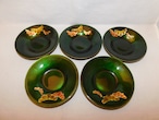 七宝松茶托5客) cloisonné enamel Japanese tea five saucers (No12) 　　　　　　　　19800