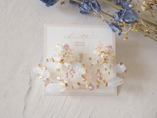 bouquetピアス/イヤリング(white×pink)