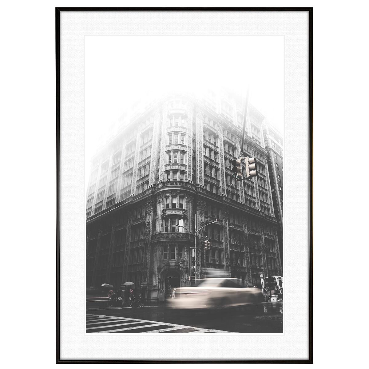 アメリカ写真 ニューヨーク イエローキャブ インテリア モノクロアートポスター額装 AS0706