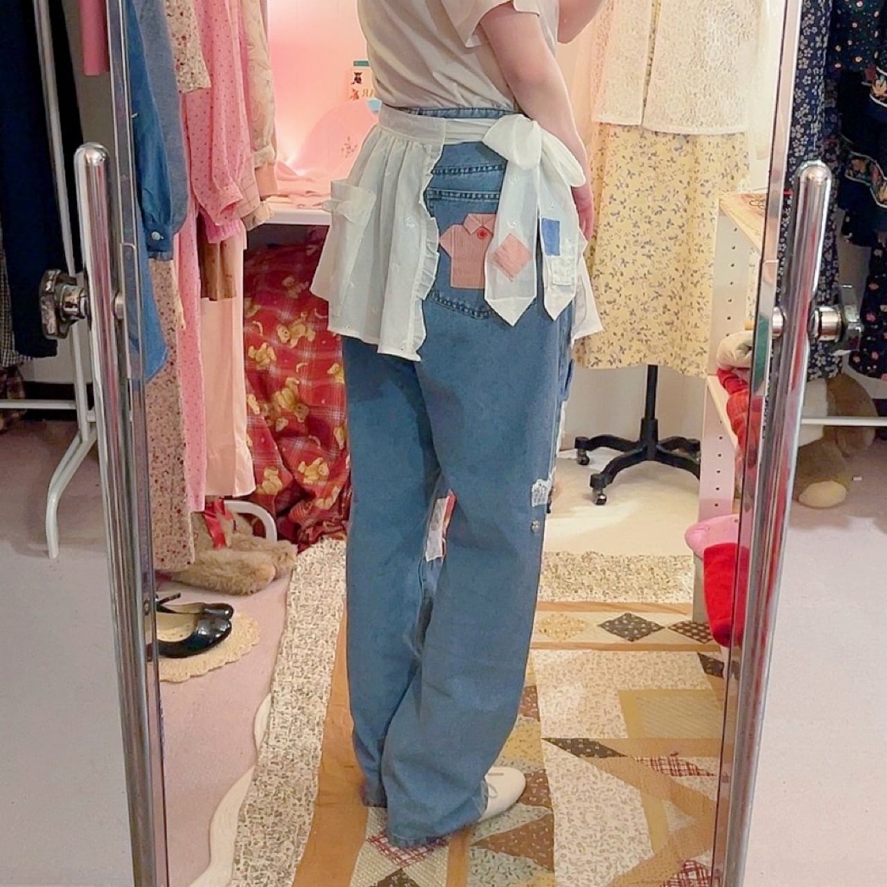 remake ✂︎ dwarf's house apron denim pants