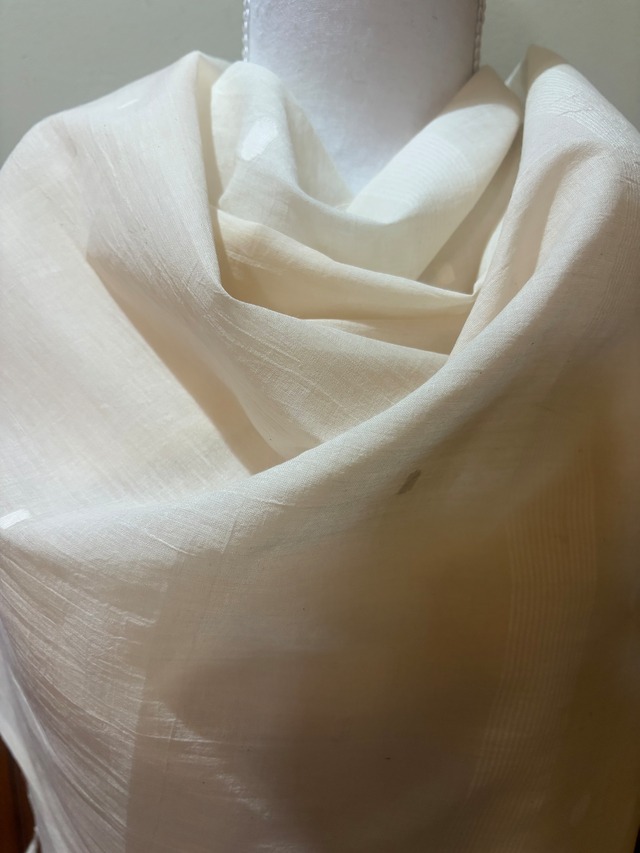 桜染め　ジャムダニ織りコットンストール　洗柿　Khadiコットン100% 手織り手染めストール　