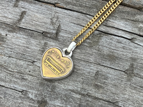 20s CARHARTT HEART CHANGE BUTTON SILVER 925 PENDANT TOP