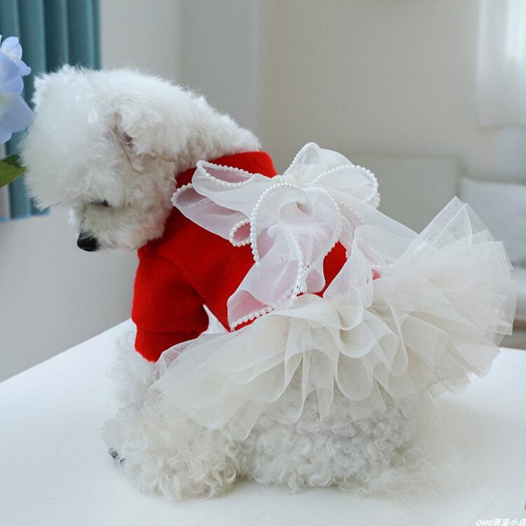 送料無料！犬の服 ウエディングドレス プリンセス ワンピース 大きい