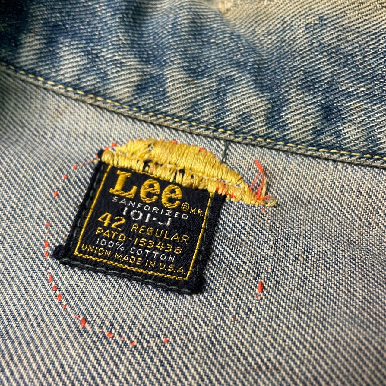 70年代 USA製 Lee リー 101-J 刺繍 カスタム デニムジャケット メンズM  