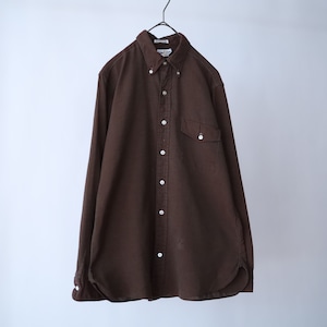 60s' vintage brown color 3 button down shirt