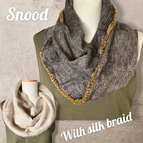 スヌード 無地の起毛　シルクブレード縁取り