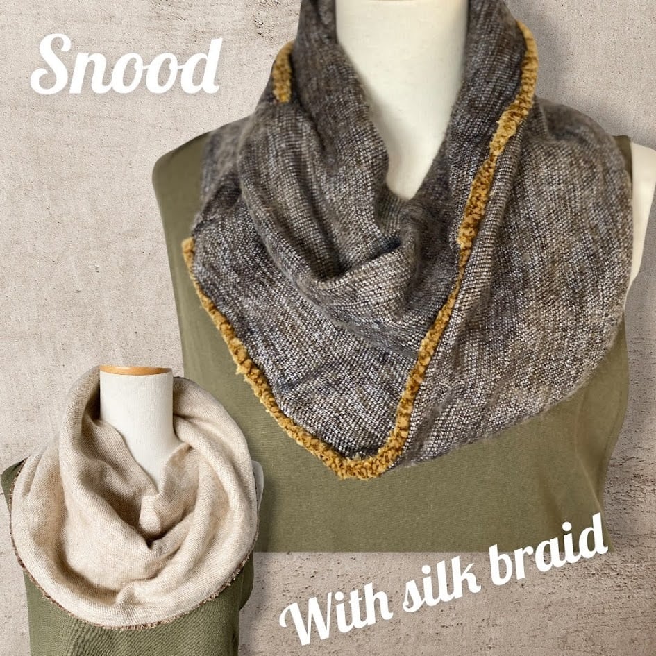 スヌード 無地の起毛 シルクブレード縁取り