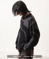 ◆マーブル柄 ルーズ フェザーニット◆si-10060725