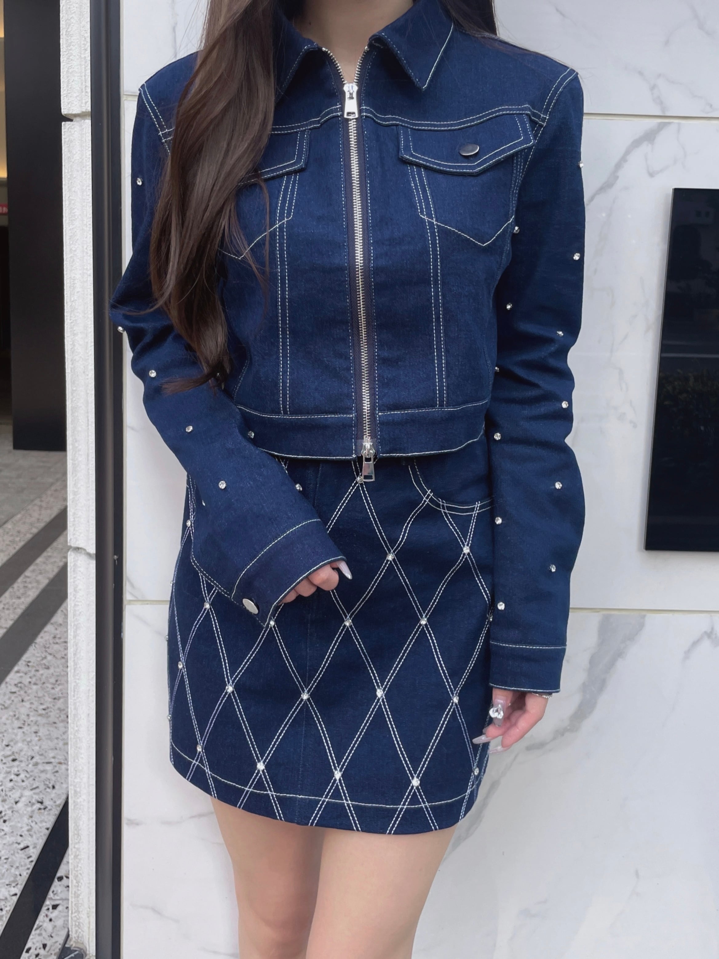 Lumignon original ♥ Denim white stitch kirakira jacket | Lumignon 