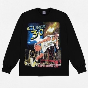 【トップス】男女兼用Stephen curry  vintage ゆったりとしたプリントの長袖Tシャツ 2202281917J