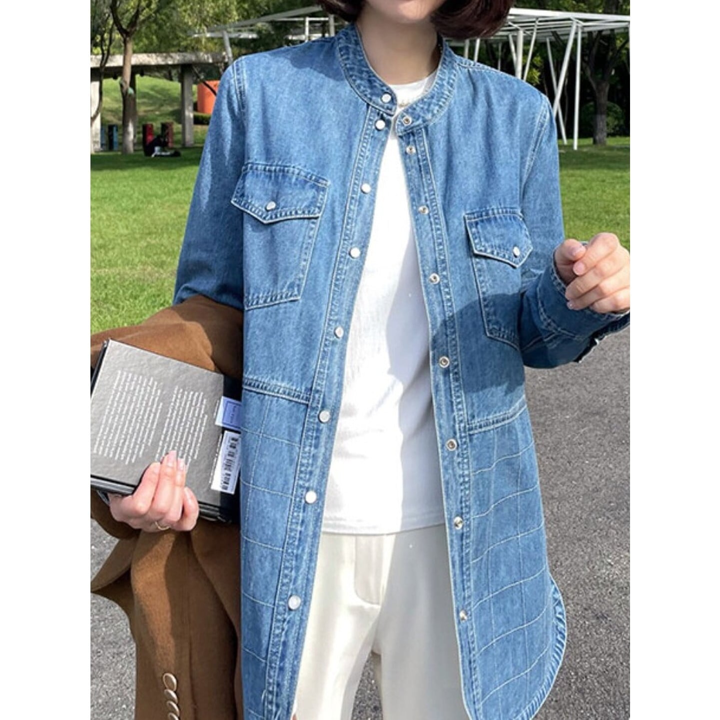 ノーカラー切替デザインライトジャケット RA3161