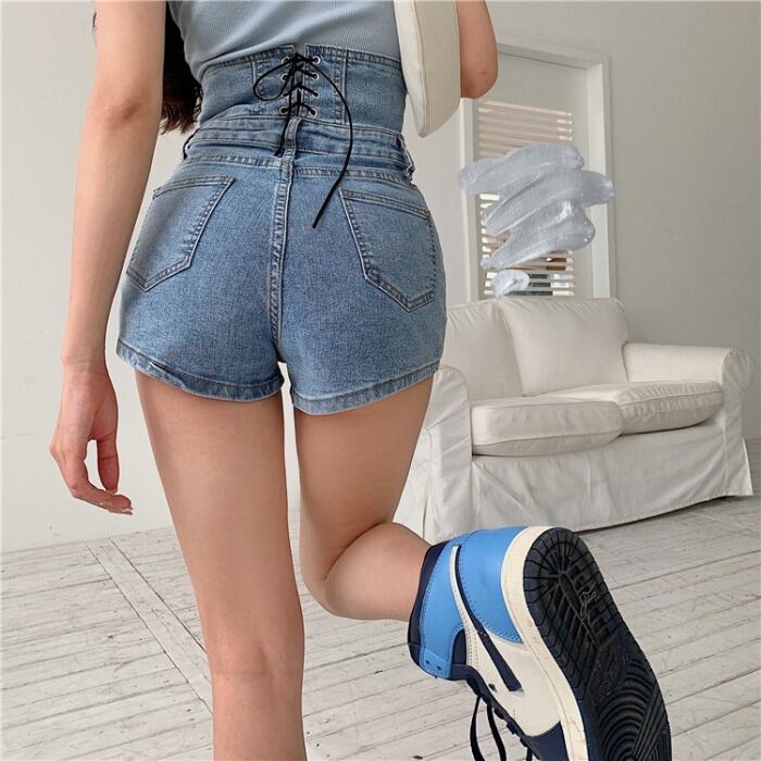 パンツ サマーハイウェストストラップ ショーツ スリム 夏物 ブルマー ドラファッションホール36246728601