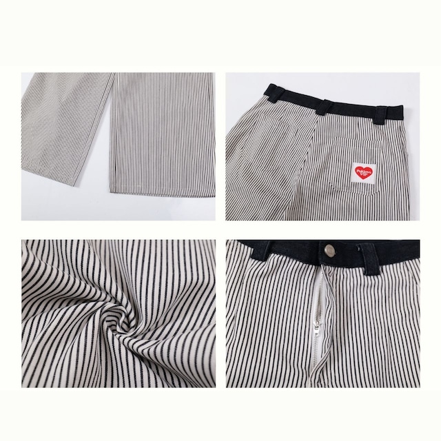 ヒッコリーストライプハートルーズパンツ 2col R00495