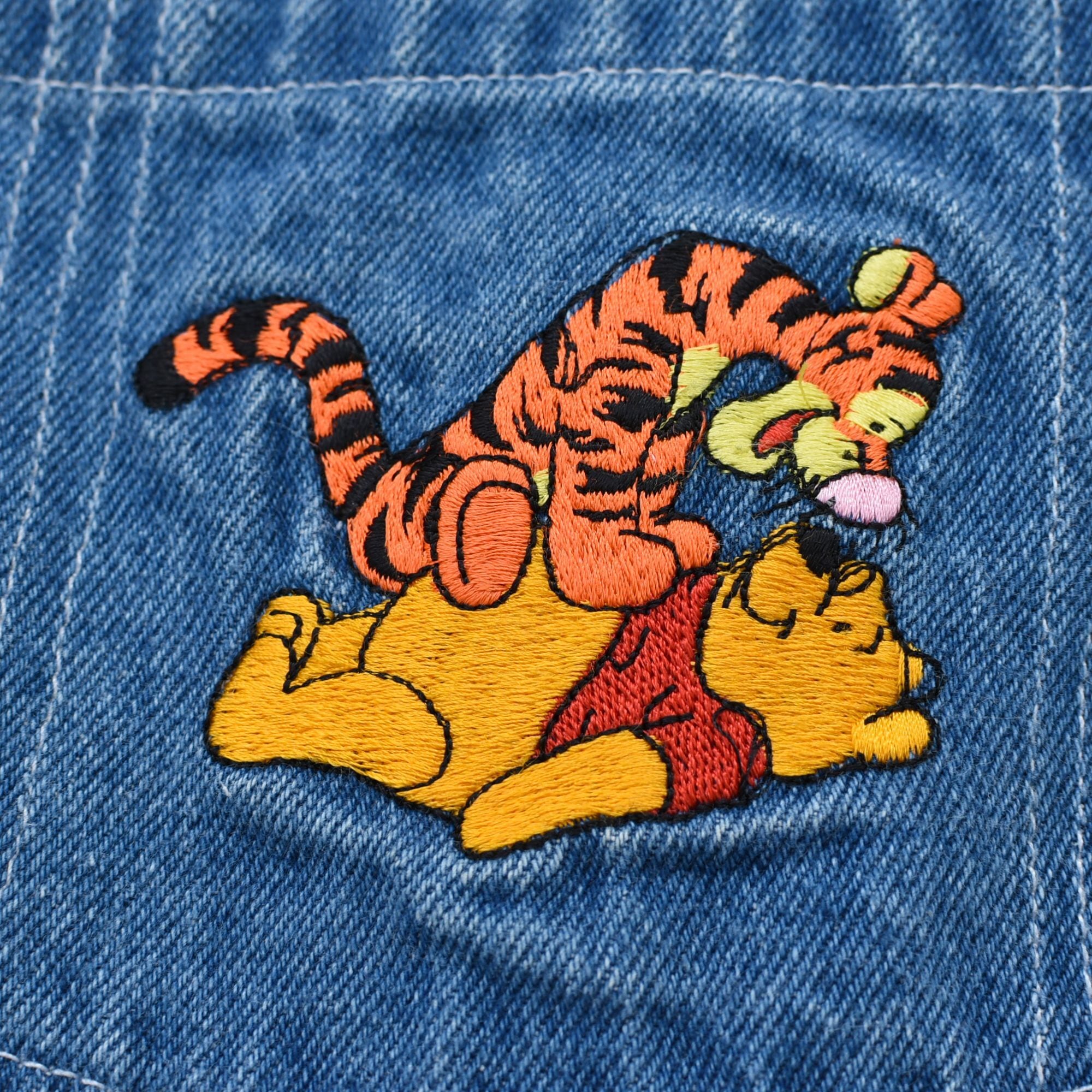 90s Winnie the Pooh denim overall shorts | 古着屋 grin days memory
