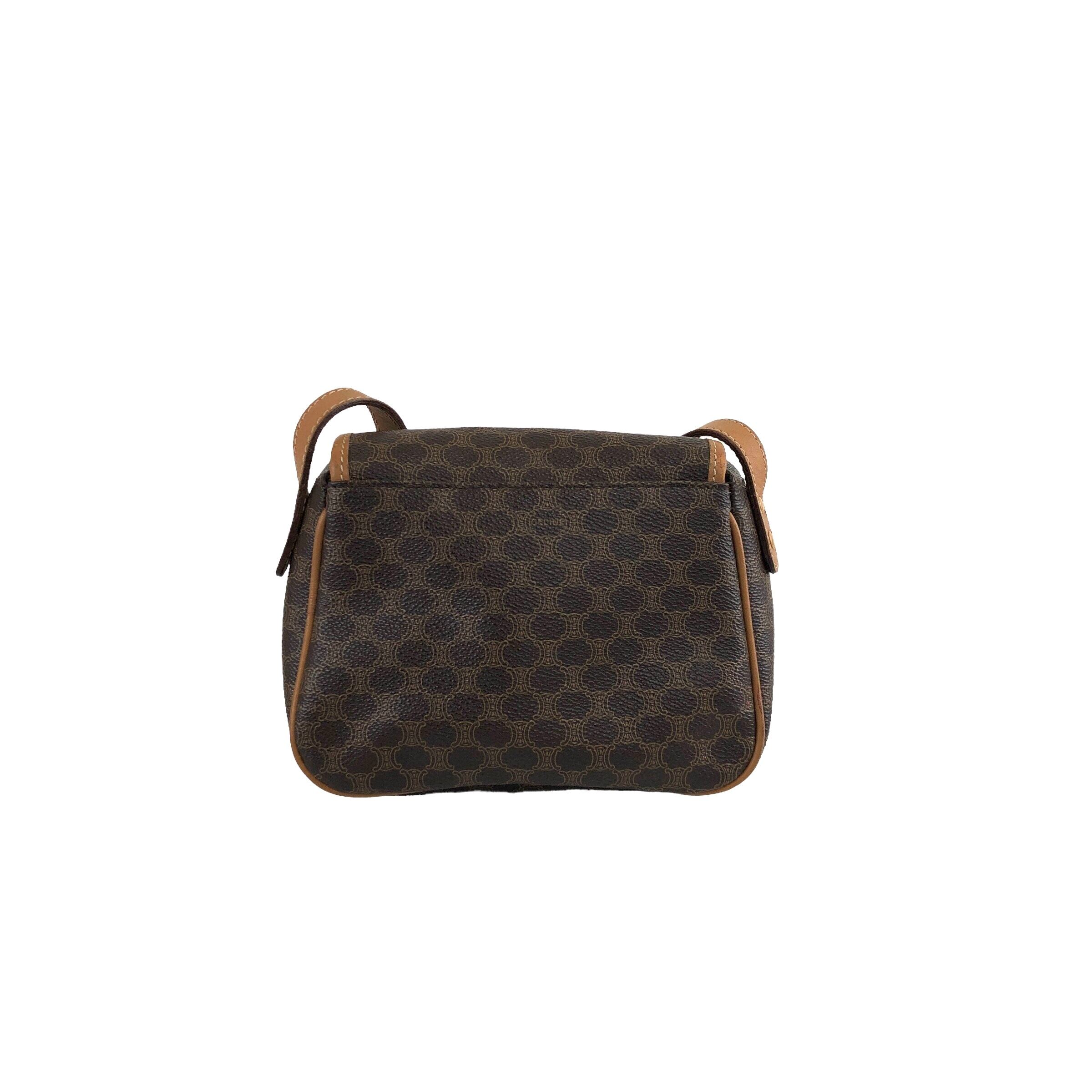 CELINE セリーヌ マカダム ショルダーバッグ ブラウン ブラゾン型押し