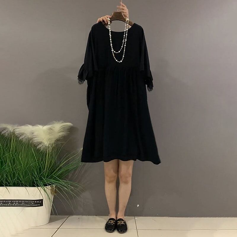 サマー薄手ルーズドレス 大きめサイズ 夏物 ミックスインファッション46107803273