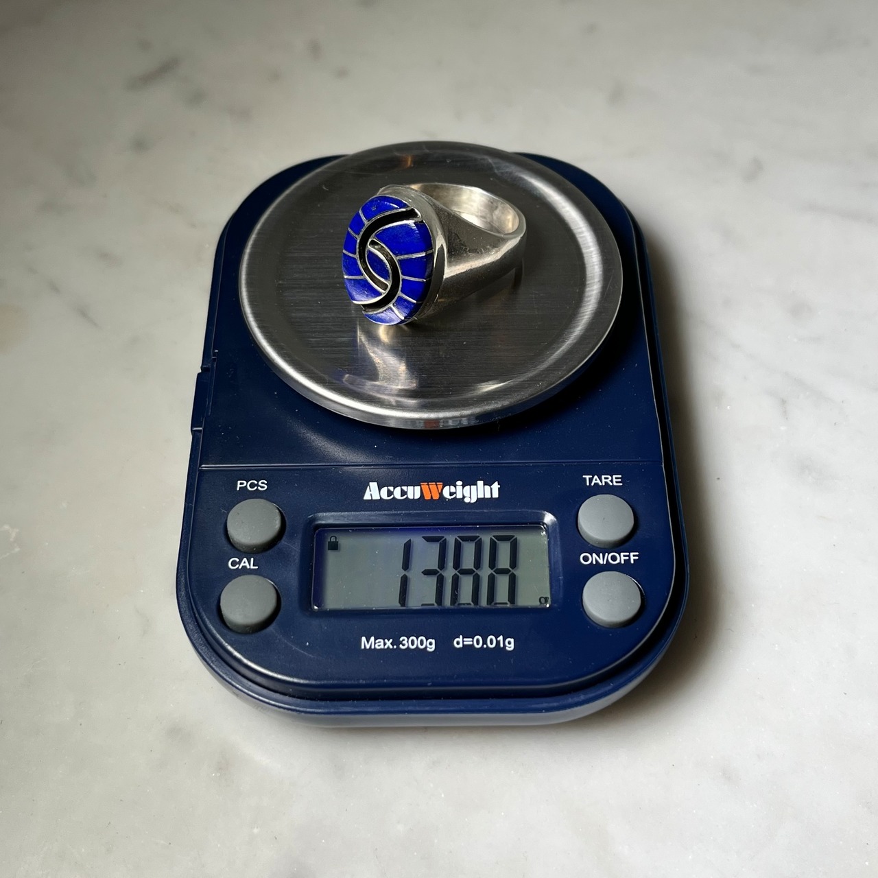 AMY WESLEY silver ring set with lapis lazuli " humming bird "