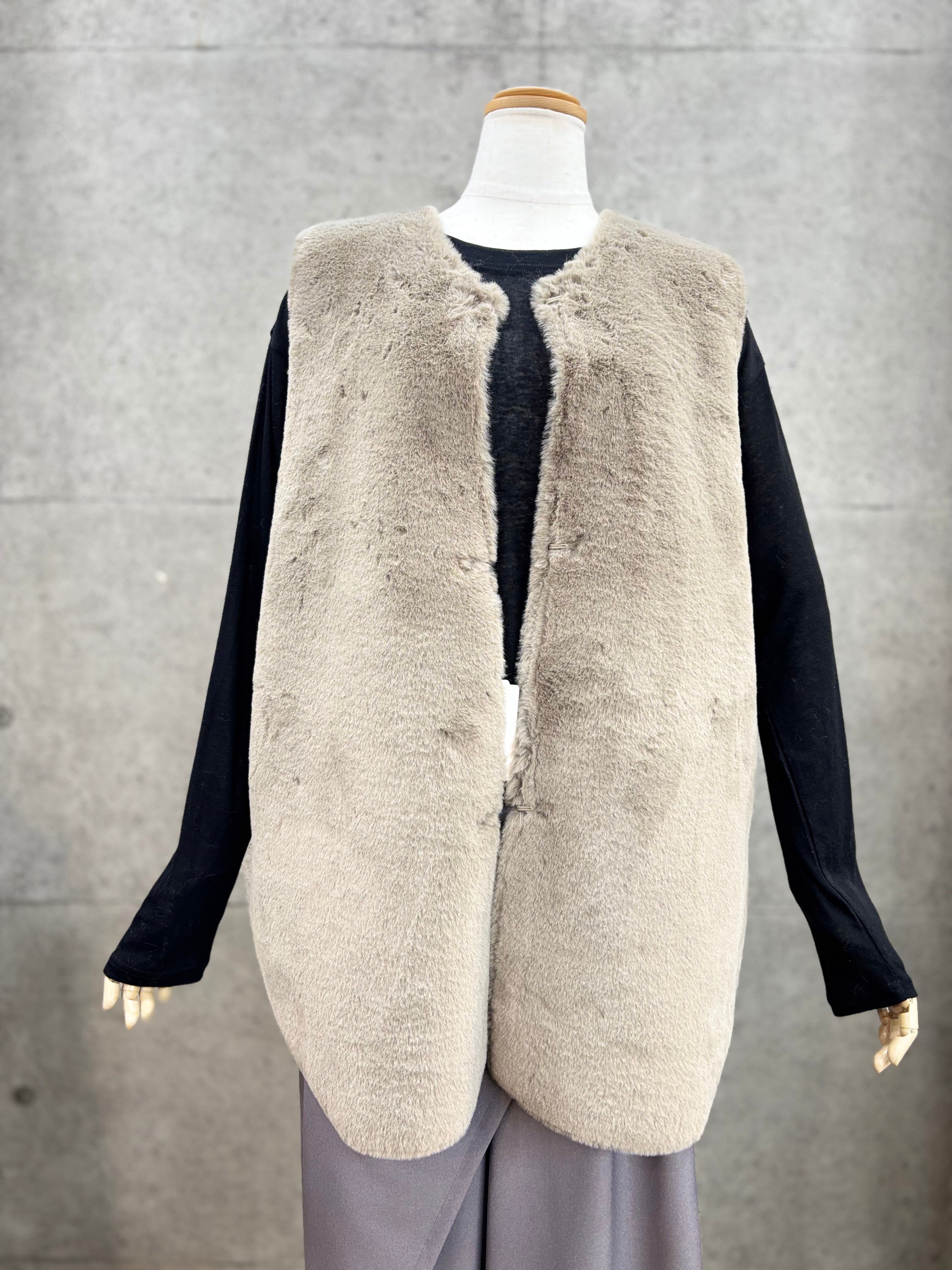 40%OFF】QTUME(クチューム) フェイクムートンミドルジレ スエード