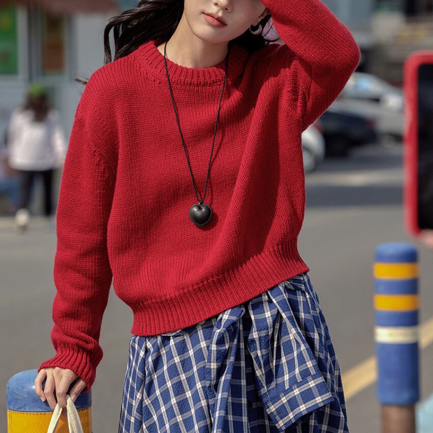 drop shoulder pullover knit　J00002